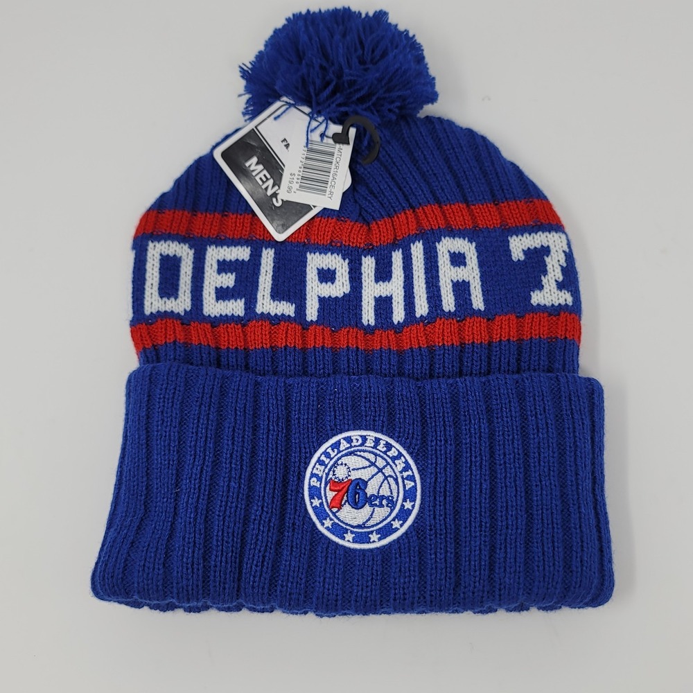 Philadelphia 76ers NBA Winter Knit Pom‎ Beanie One Size Blue Red Fan Favorite